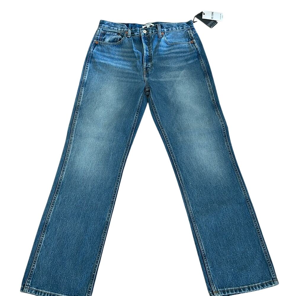 Re/Done 90s Jeans Womens Size 31 Blue Denim High-Rise Straight Leg Loose Zip Fly - Picture 4 of 9